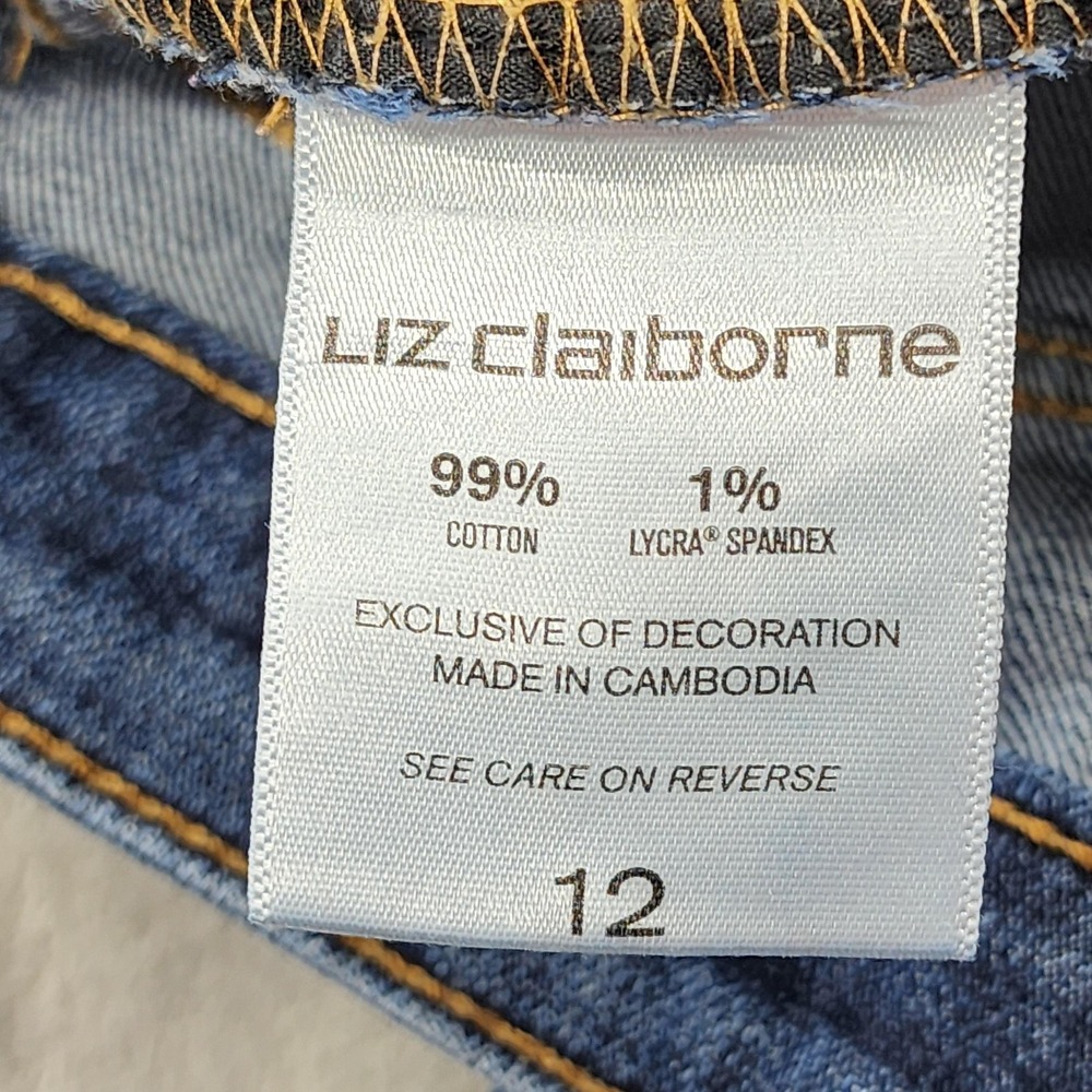 Liz Claiborne Jeans Womens 12 Blue Mid Rise Classic Fit Straight Stretch Denim - Picture 6 of 12